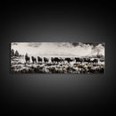 Black And White Wall Art, Framed Canvas Print, Vintage Horse Art, Rustic Wall Art, Extra Wide Art, Moody Art, Western Art, Above Bed Art