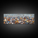 Coastal decor, ocean pebble art, beach rock painting, nautical wall art, seascape painting, long narrow wall art, canvas print