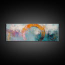 Horseshoe, rustic decor, teal wall art, wabi sabi art, farmhouse art, framed canvas print, abstract art, extra wide art, lucky charm