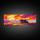 Stagecoach Sunset, southwest wall art, Joshua tree art, pink orange wall art, rustic art, vintage horse art, canvas print
