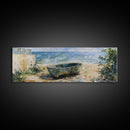 Beach Tub, rustic decor, coastal wall art, wabi sabi art, framed canvas print, farmhouse art, seascape painting, nautical decor