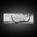 Bull Horns, bull and bear art, rustic art, dark romance painting, wabi sabi wall art, minimalist art, framed canvas print