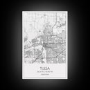 Tulsa Street Map, Oklahoma Map, City Map Print, Modern Wall Art, Wall Art, Canvas Print, Dorm Room Décor, Gift For Husband, Travel Art Print