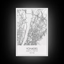 Yonkers Street Map, New York Map, City Map Print, Minimalist Art, Wall Art, Canvas Print, Travel Wall Art, Map Gift, Dorm Room Decor