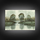 Vintage Landscape Wall Art Print, Nature Framed Large Gallery Art, Minimalist Art Ready to Hang, With Hangers, Muted Farmhouse Art
