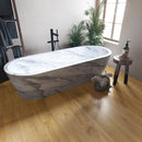 WPC Vinyl Rigid Core 9" Width 60" RL 8.5mm Thick, 1.5mm IXPE Concept Oak Romulus Floors - Mazzia Collection bathroom view 3