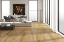 WPC Vinyl Rigid Core 9" Width 60" RL 8.5mm Thick, 1.5mm IXPE Concept Oak Romulus Floors - Mazzia Collection room view 2