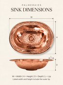Copper Brass Sink - Oval Drop-In Engraved Bathroom Sink