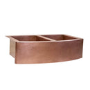 Double-Bowl Hammered Copper Farmhouse Kitchen Sink - Kova
