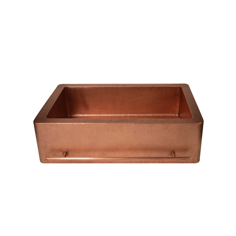 Copper Sink Hammered Front Apron With Towel Bar-Bryn