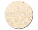 Unfinished Wood Etched Reindeer Welcome Door Sign | Paint By Line Crafts | up to 30" DIY