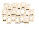 Unfinished Wood Engraved Shape Flashcards | 20 pc |  4" | 1/8" Wood | DIY Craft Cutout |