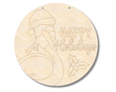 Unfinished Wood Etched Flamingo Happy Holidays Door Sign | Paint By Line Crafts | up to 30" DIY