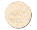 Unfinished Wood Etched Hello Summer Beach Ball Door Sign | Paint By Line Crafts | up to 30" DIY