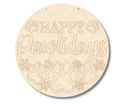 Unfinished Wood Etched Happy Pawlidays Door Sign | Paint By Line Crafts | up to 30" DIY