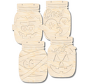 Unfinished Wood Layered Halloween Mason Jars | 8" Tall | 1/4" Thick | Wood Craft Cutouts
