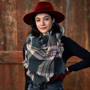 Anchor Plaid Blanket Scarf | Winter Fall Shawl Wrap | 55" x 55"