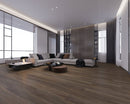 WPC Vinyl Rigid Core 7" Width 60" RL 9.5mm Thick, 1.5mm IXPE, Craft Willow, Domaine Floors - Mazzia Collection living room view