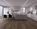WPC Vinyl Rigid Core 7" Width 60" RL 9.5mm Thick, 1.5mm IXPE, Craft Willow, Domaine Floors - Mazzia Collection ktichen view