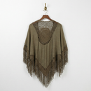Crochet Back Tasseled Kimono | Bohemian Theme Cardigan Beachwear Cover-up