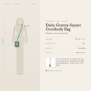 Crochet Daisy Crossbody Bag | Handmade Cotton Shoulder Sling Handbag | 6.5" x 8"