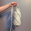 Cross Body Water Bottle Carrier in Black/Perla | Hands Free Portable Bottle Holder | Drinkware Accessories