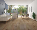 SPC Vinyl Rigid Core 7" Width 60" RL, 7mm Thick, 1.5mm IXPE Crowned Hazel, Meraki Floors - Mazzia Collection living room view 2