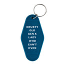 Crusty Old Gen X Lady Who Can't Even Keychain and Tote Bag Bundle | Motel Style Keyholder and Black Canvas Tote