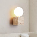 Cube Stone Travertine Wall Lamp