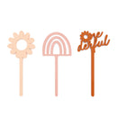 Boho Daisy Acrylic Cupcake Toppers, Set of 12
