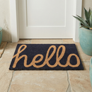 Cursive Hello Dark Blue Coir Doormat