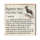 Bighorn Sheep Definition Wooden Sign | Wall Art Print on Real Wood | Mountain Cabin Lodge House Home Decor