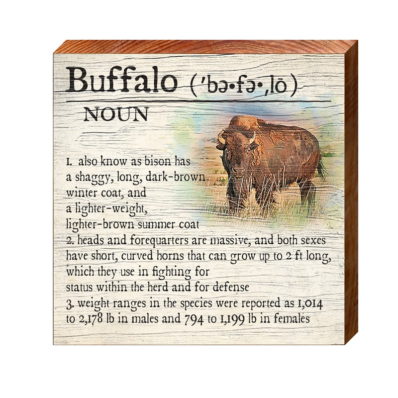 Buffalo Definition Wooden Sign | Wall Art Print on Real Wood