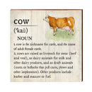 Cow Definition Wooden Sign | Wall Art Print on Real Wood | Farmhouse Country Home Decor