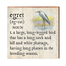Egret Definition Wooden Sign | Wall Art Print on Real Wood | Coastal Tropical Nautical Beach House Home Decor
