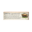 Grizzly Bear Definition Wooden Sign | Wall Art Print on Real Wood | Mountain Cabin Lodge House Home Decor