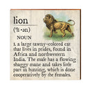 Lion Definition Wooden Sign | Wall Art Print on Real Wood | Zoo Animal Home Decor