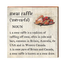 Meat Raffle Definition Wooden Sign | Wall Art Print on Real Wood | Minnesota Home Decor