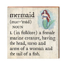 Mermaid Definition Wooden Sign | Wall Art Print on Real Wood | Coastal Nautical Tropical Beach House Home Decor