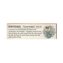 Merman Definition Wooden Sign | Wall Art Print on Real Wood | Coastal Nautical Tropical Beach House Home Decor