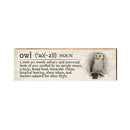 Owl Definition Wooden Sign | Wall Art Print on Real Wood | Bird Home Decor