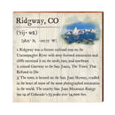 Ridgeway, Colorado Definition Wooden Sign | Wall Art Print on Real Wood