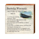 Battleship Wisconsin Definition Wooden Sign | Wall Art Print on Real Wood | Home Decor