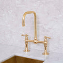 Unlacquered Brass Kitchen Faucet,  Ball Center Kitchen Bridge Faucet
