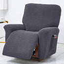 Polar Fleece Recliner Chair Cover, 4-Piece Soft Plush Slipcover with Pocket for Reclining Chairs