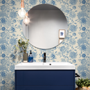 Vintage Floral Wallpaper with a Toile Motif in Blue and Cream - D052