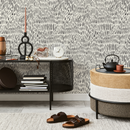 Abstract Wallpaper with a Hand-Drawn Botanical Motif in Black - D289