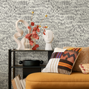 Abstract Wallpaper with a Hand-Drawn Botanical Motif in Black - D289