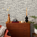 Abstract Wallpaper with a Hand-Drawn Botanical Motif in Black - D289