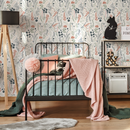 Wildflower Wallpaper with a Delicate Meadow Motif in Blue, Rust, and Green - D317